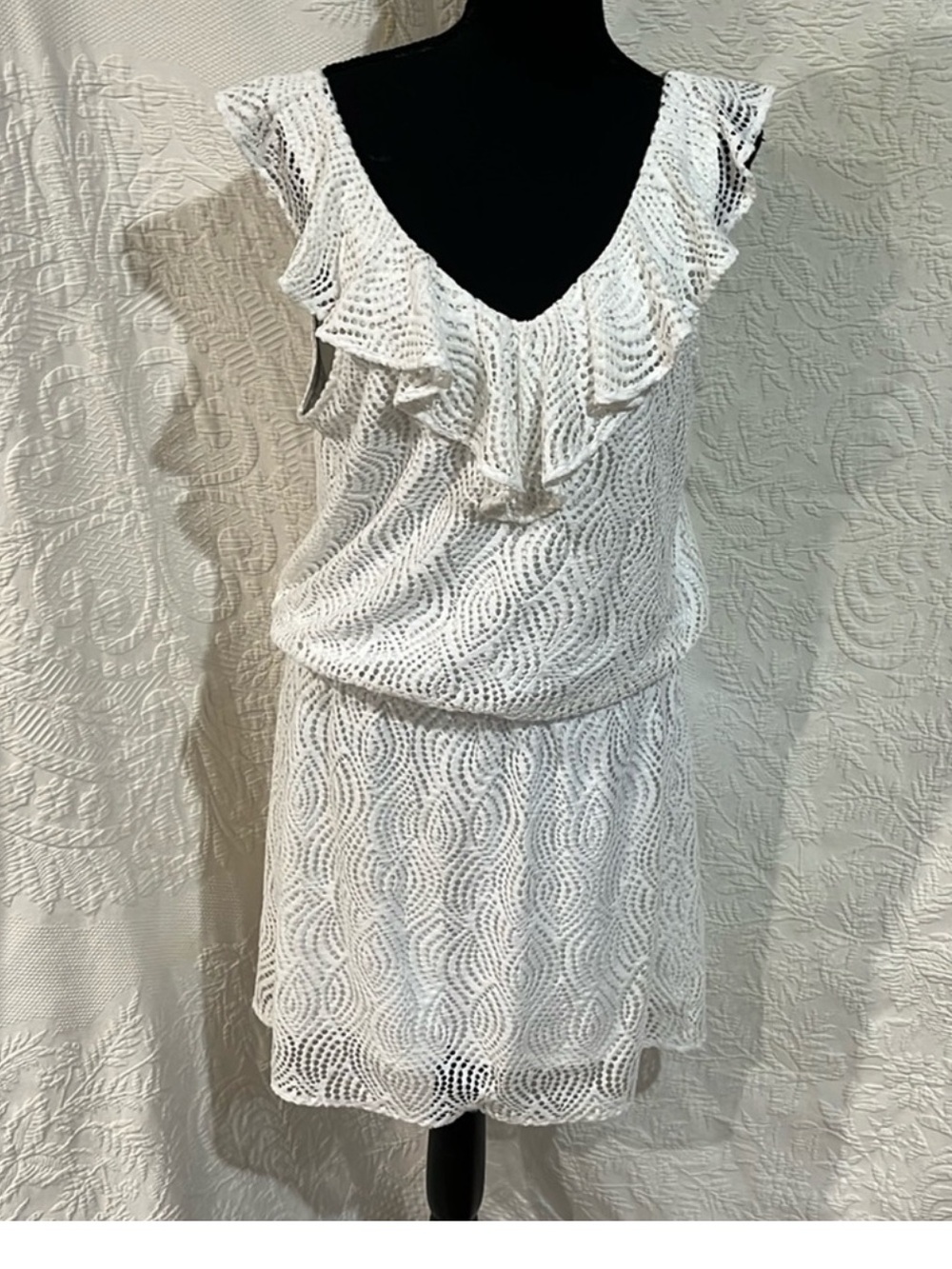 Lilly Pulitzer White Eyelet Ruffle V-Neck Mini Dress
